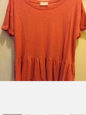 Alyssa Altar'd State Coral Peplum Short-Sleeve Tunic